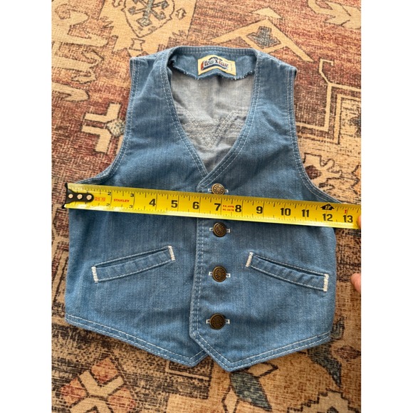 Vintage Live Ins Kids Denim Vest Light Wash Western Made in USA Size S 8/10 - Picture 4 of 7